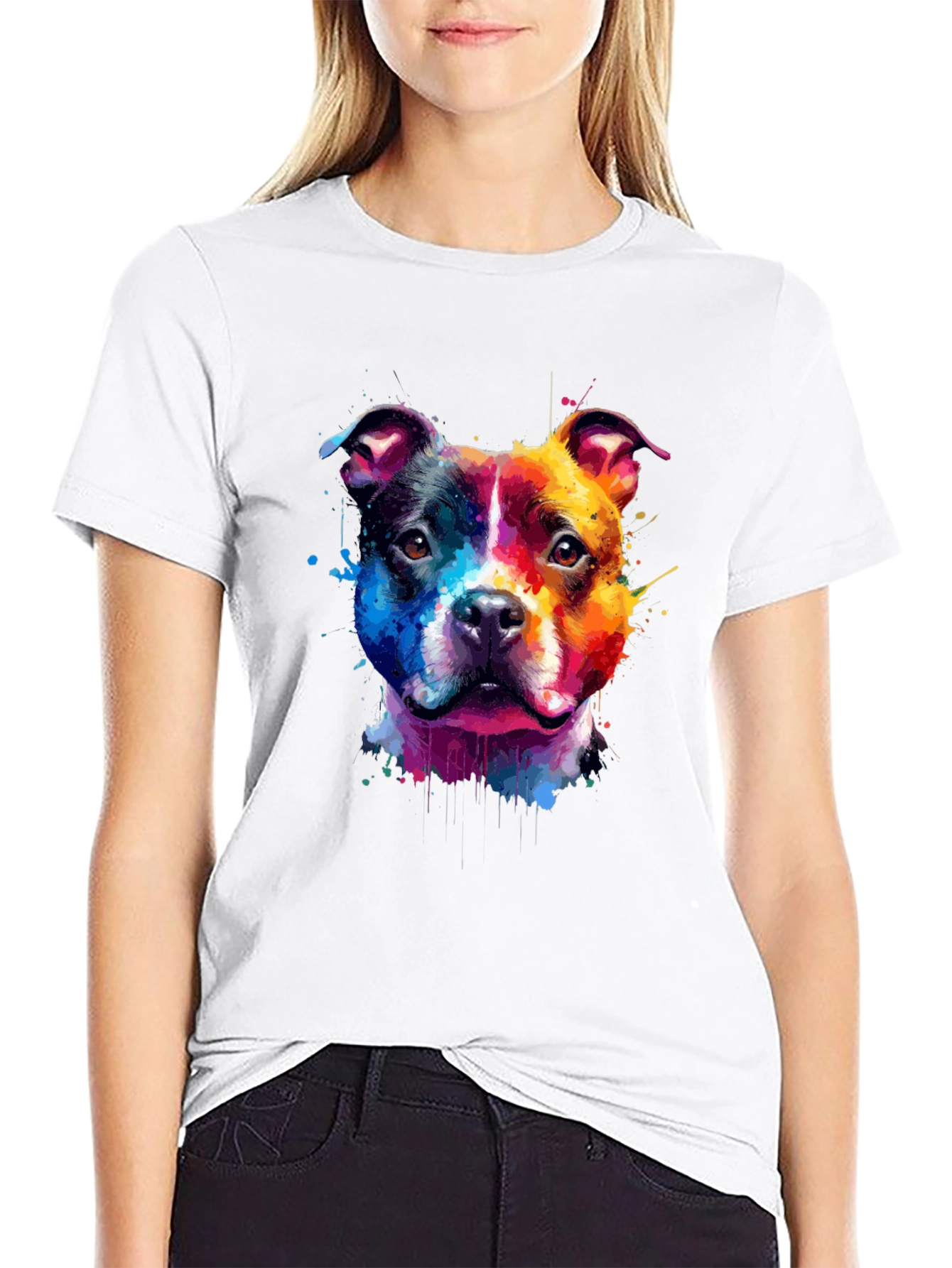 Colorful Dog Graphic T-Shirt