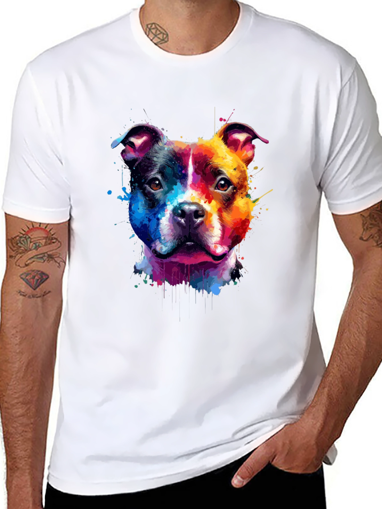 Colorful Dog Graphic T-Shirt