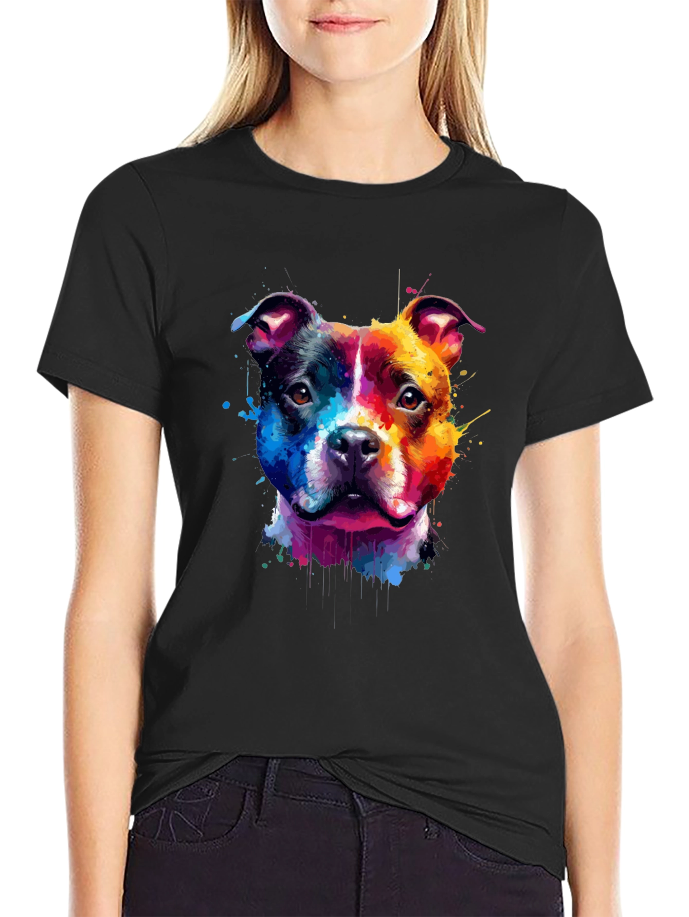 Colorful Dog Graphic T-Shirt