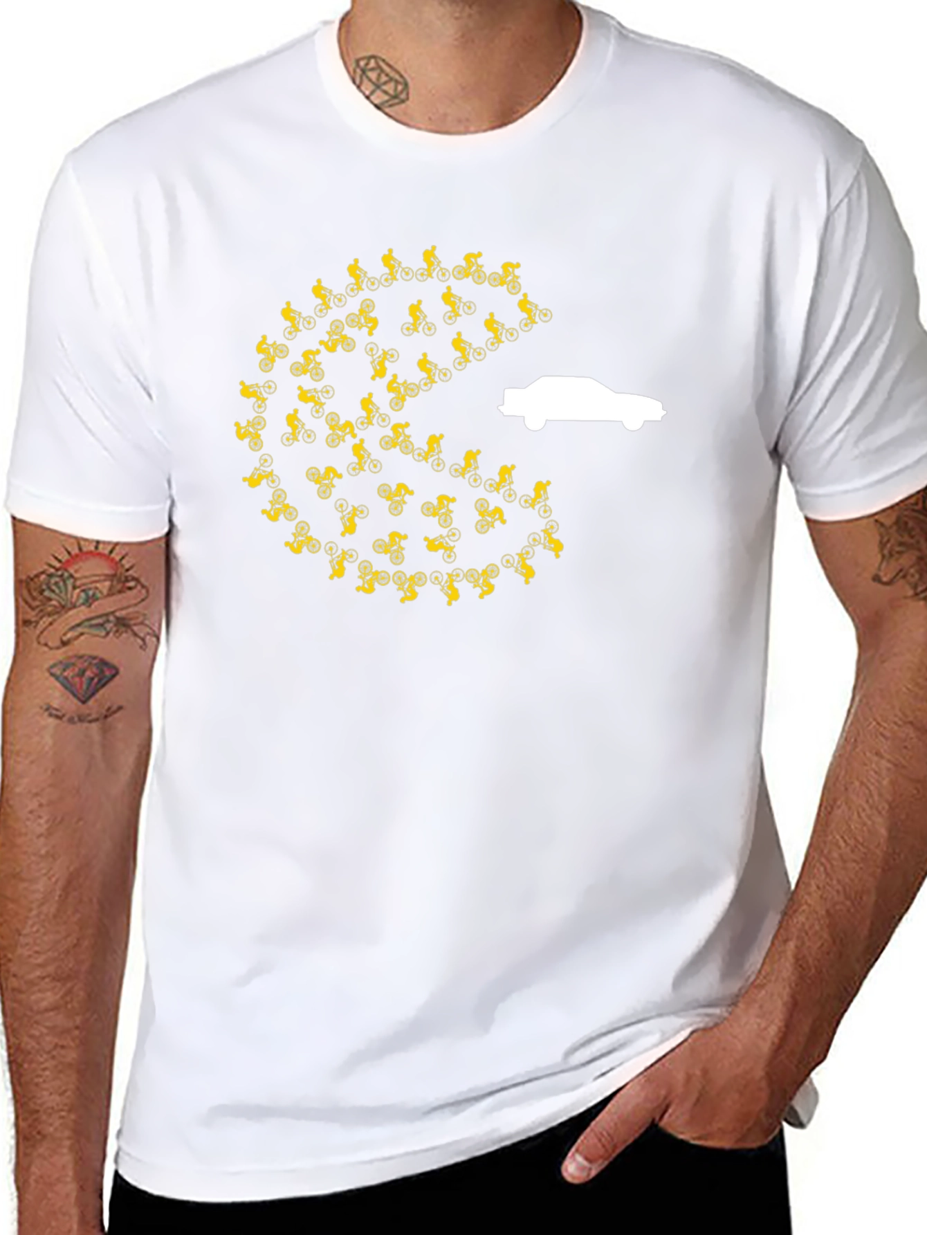 Cycling Pac-Man Car Chase T-Shirt