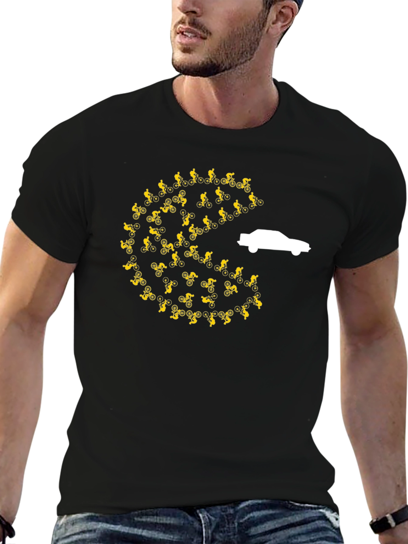 Cycling Pac-Man Car Chase T-Shirt