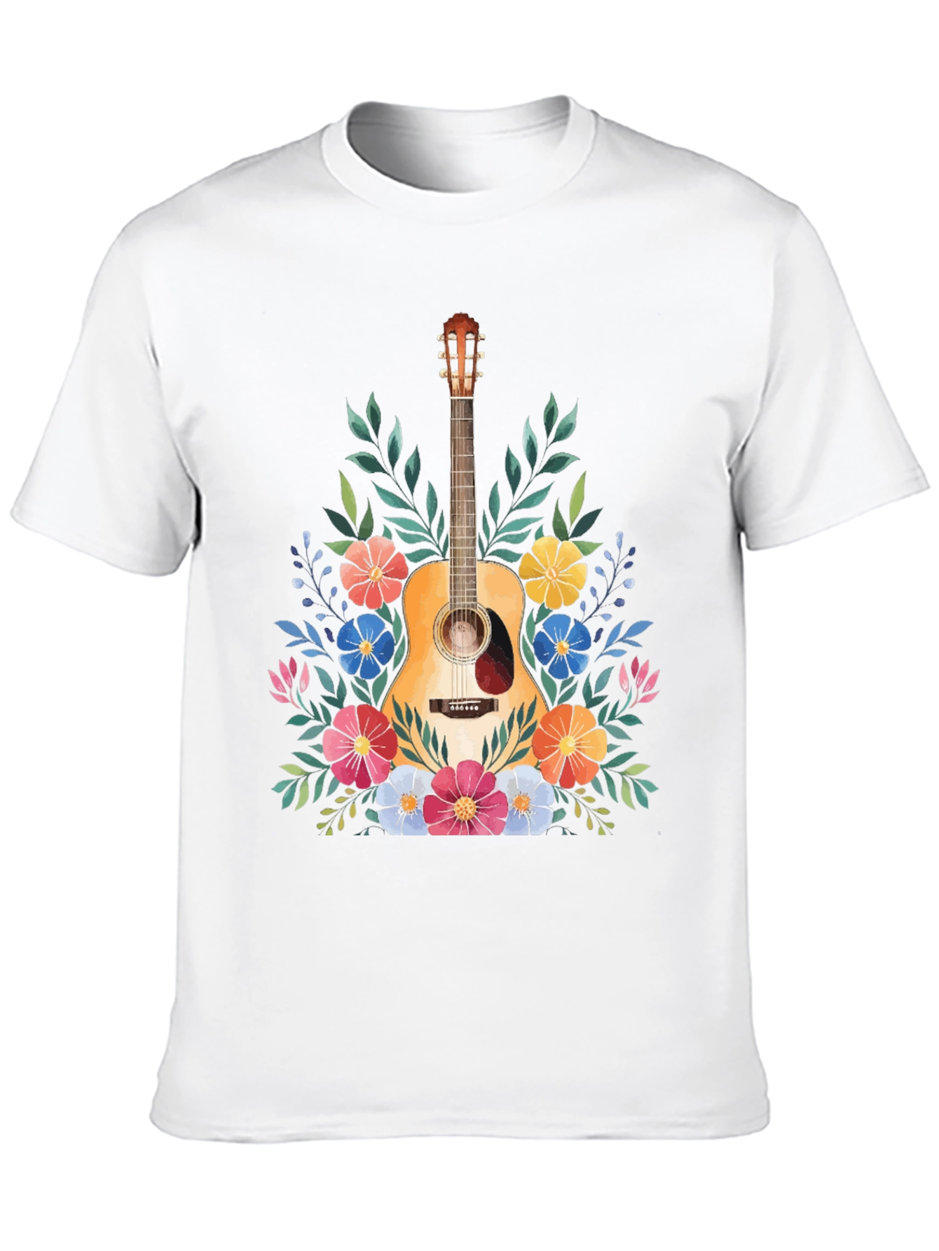 Floral Guitar Graphic Tee - Music Lovers T-Shirt