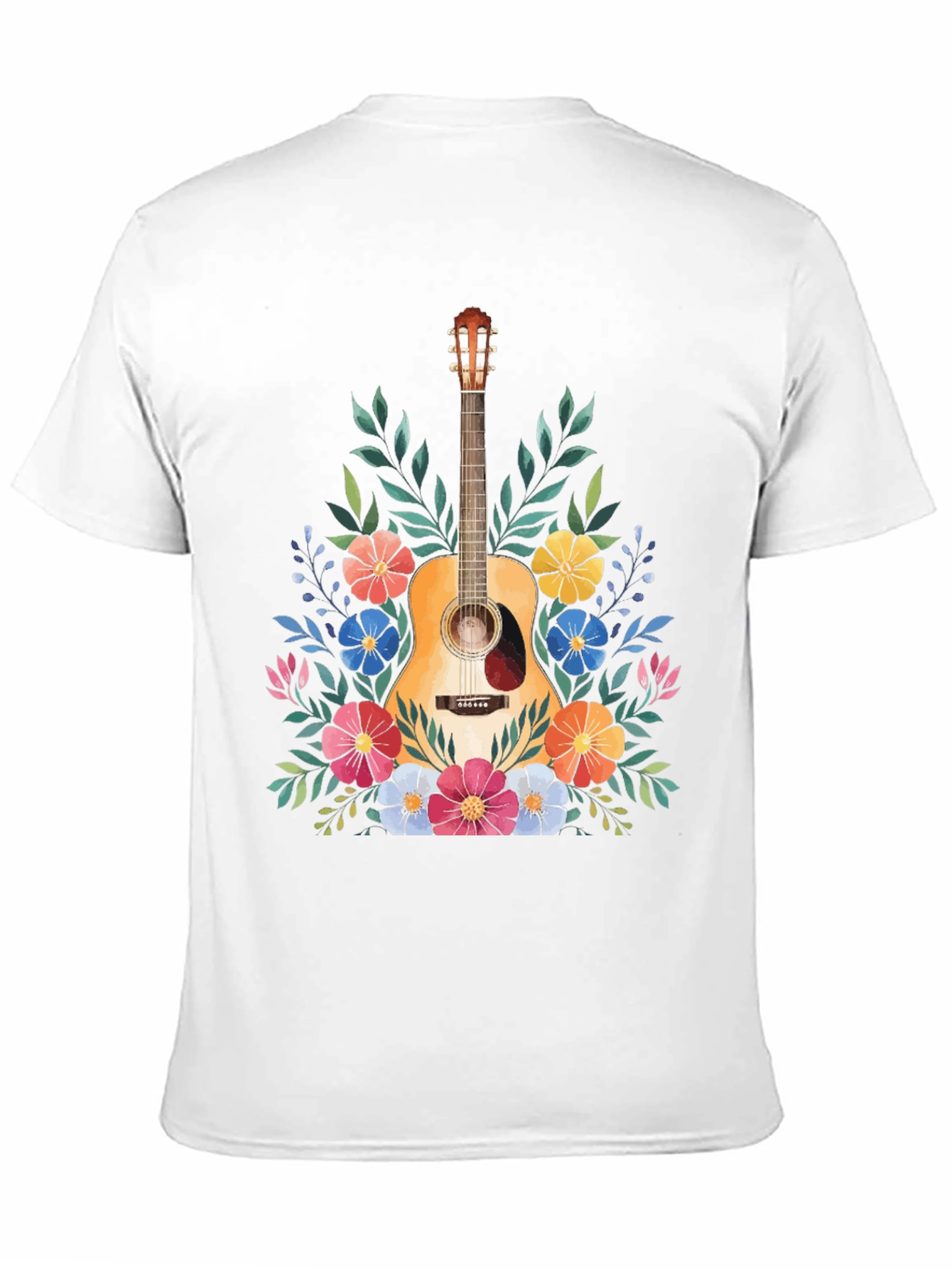 Floral Guitar Graphic Tee - Music Lovers T-Shirt