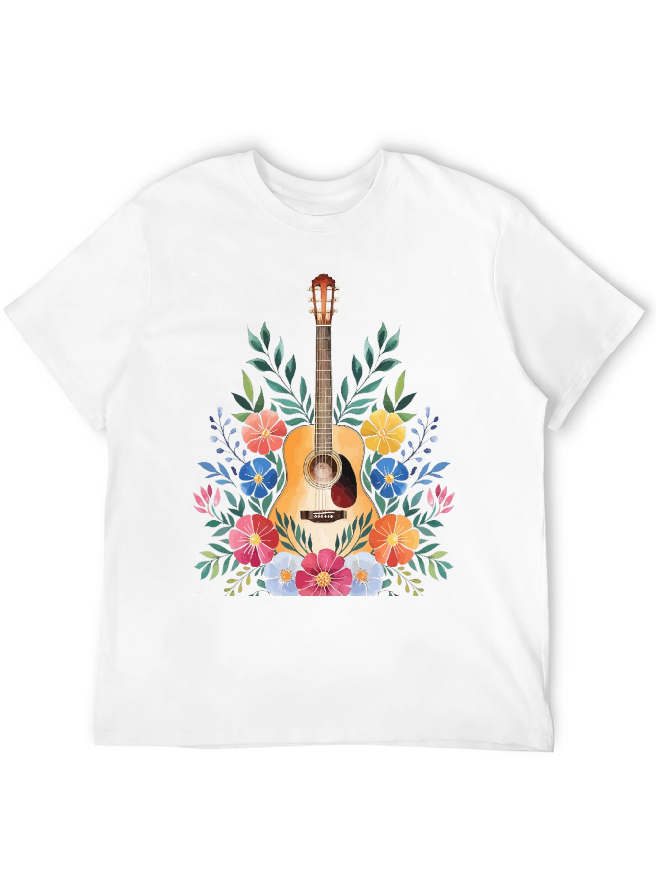 Floral Guitar Graphic Tee - Music Lovers T-Shirt