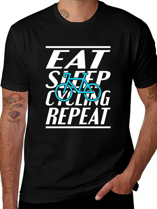 Eat Sleep Cycling Repeat Black T-Shirt