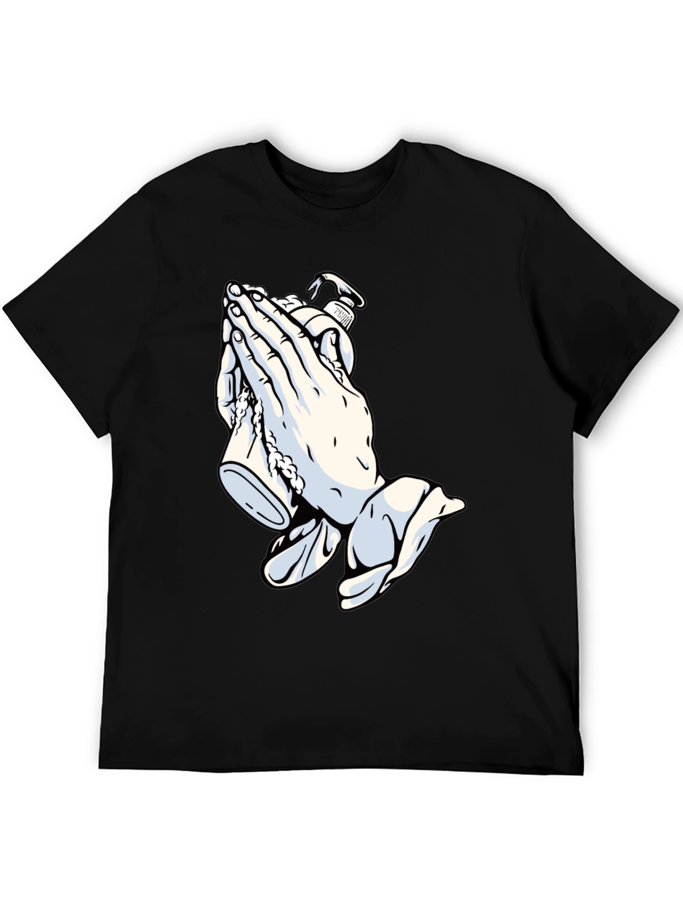 Praying Hands & Sanitizer Black Graphic Tee