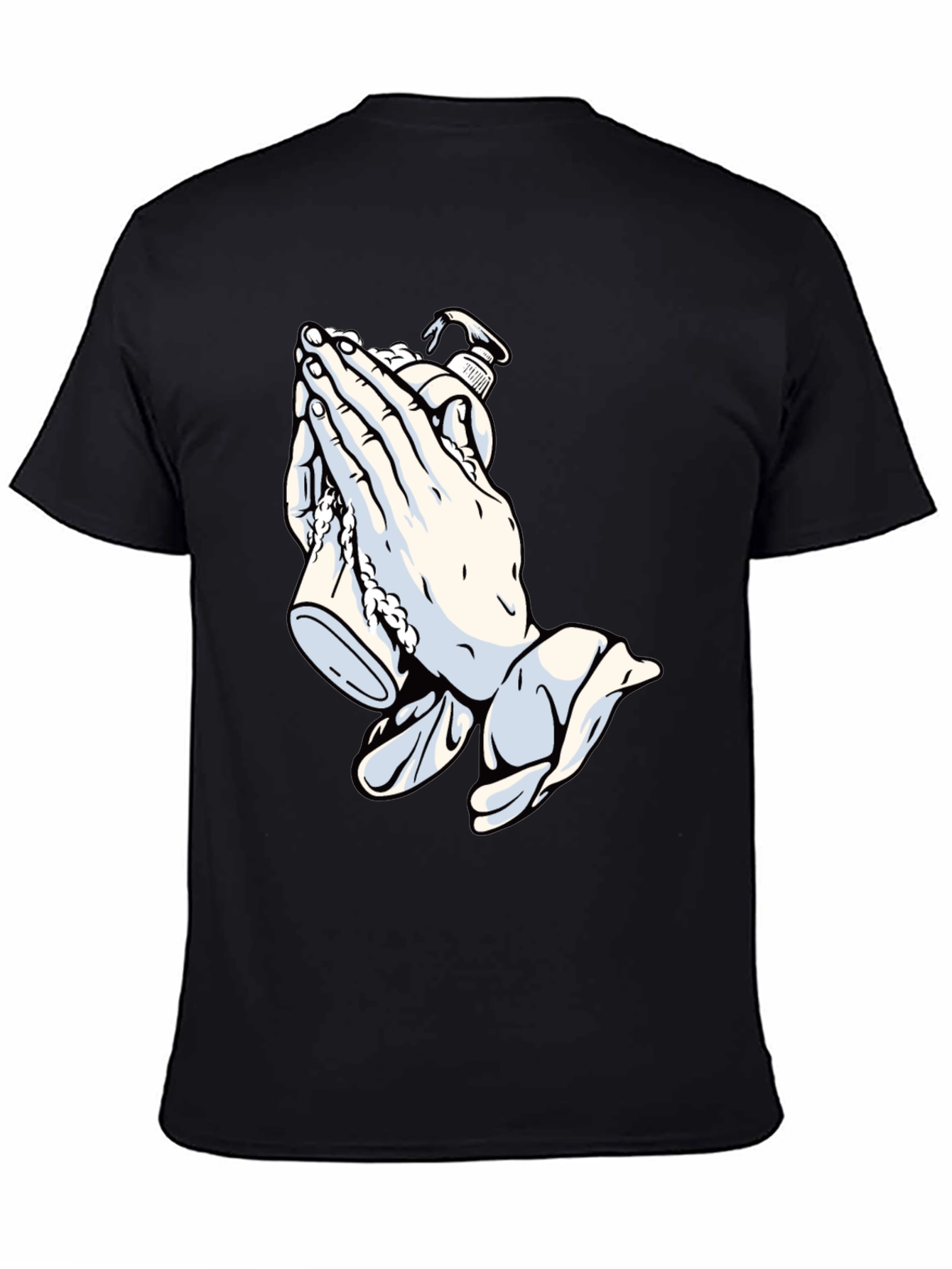Praying Hands & Sanitizer Black Graphic Tee