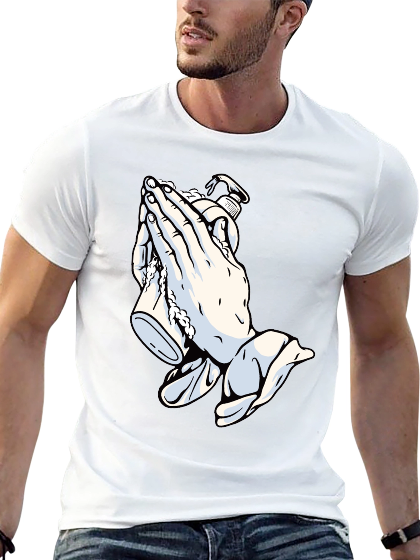 Praying Hands & Sanitizer Black Graphic Tee