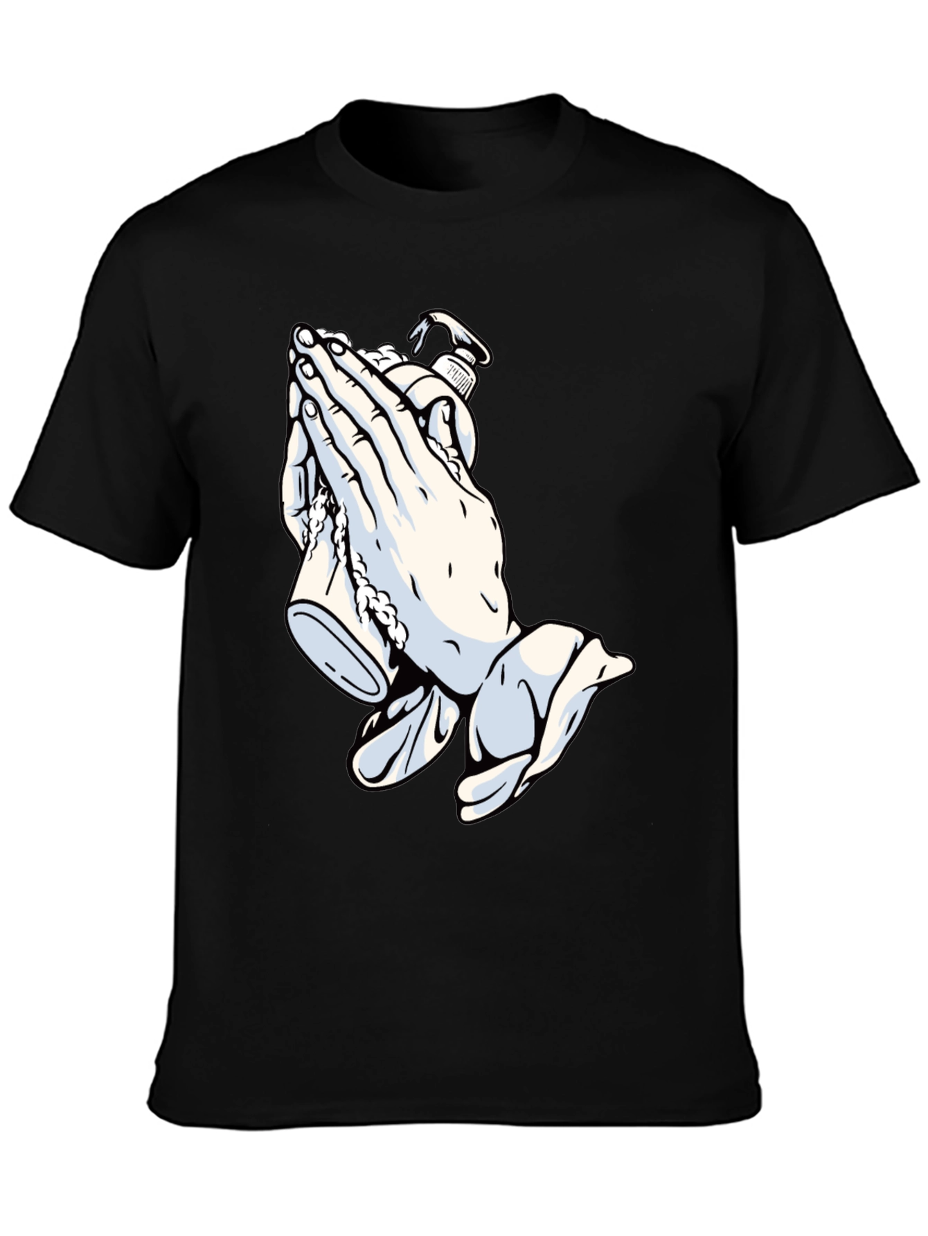 Praying Hands & Sanitizer Black Graphic Tee