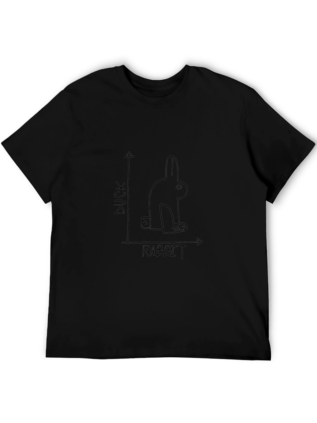 Duck Rabbit Illusion Graphic Tee - Black Cotton T-Shirt