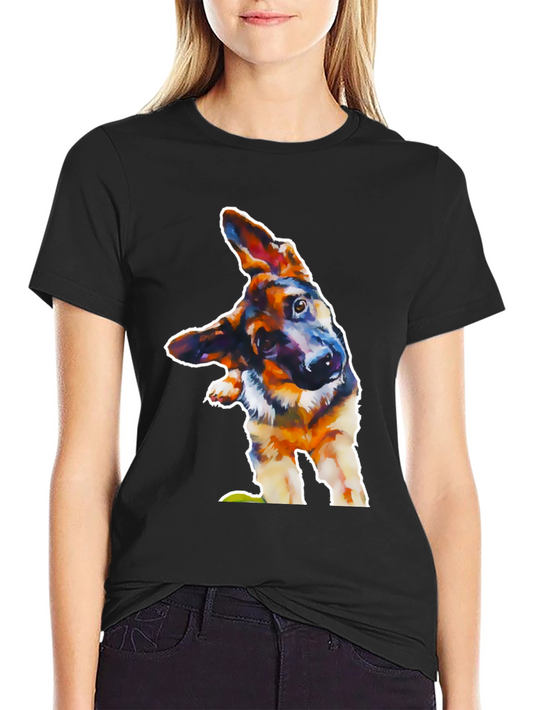 Dog Lover Tee: Artistic German Shepherd Design