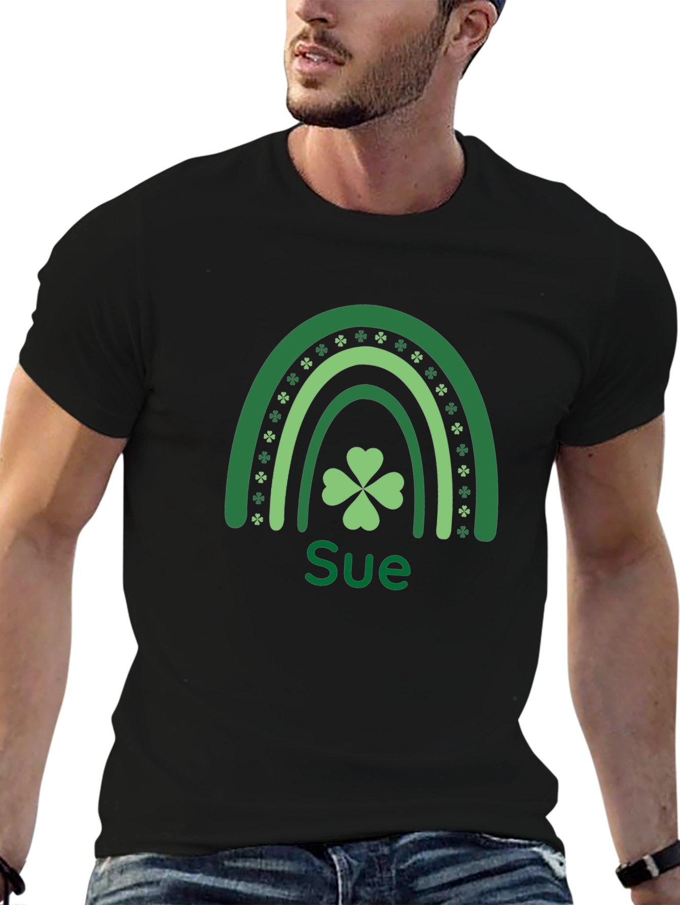 Personalized St. Patricks Day Clover Rainbow T-Shirt