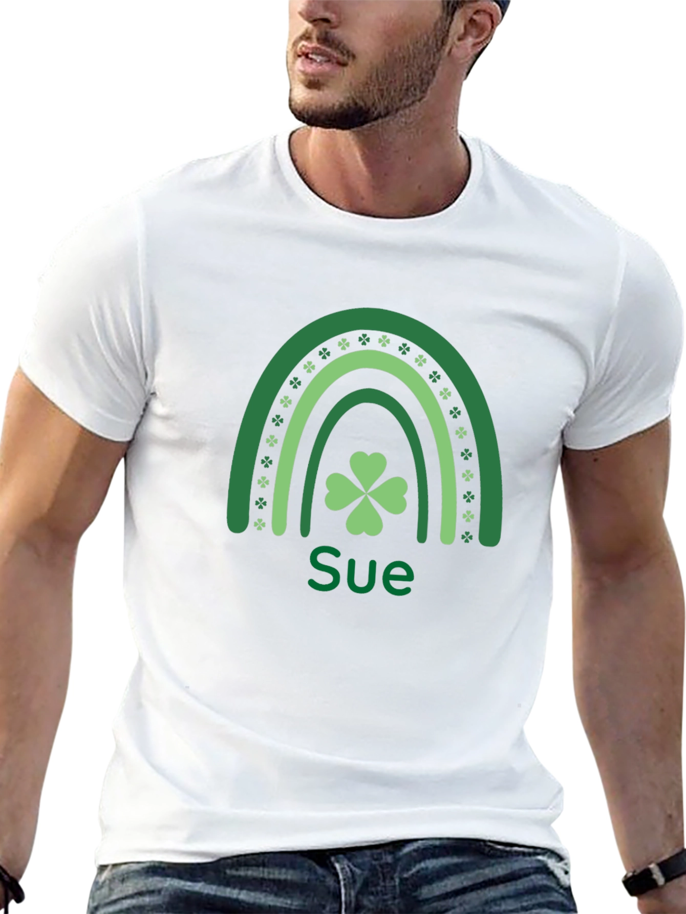 Personalized St. Patricks Day Clover Rainbow T-Shirt