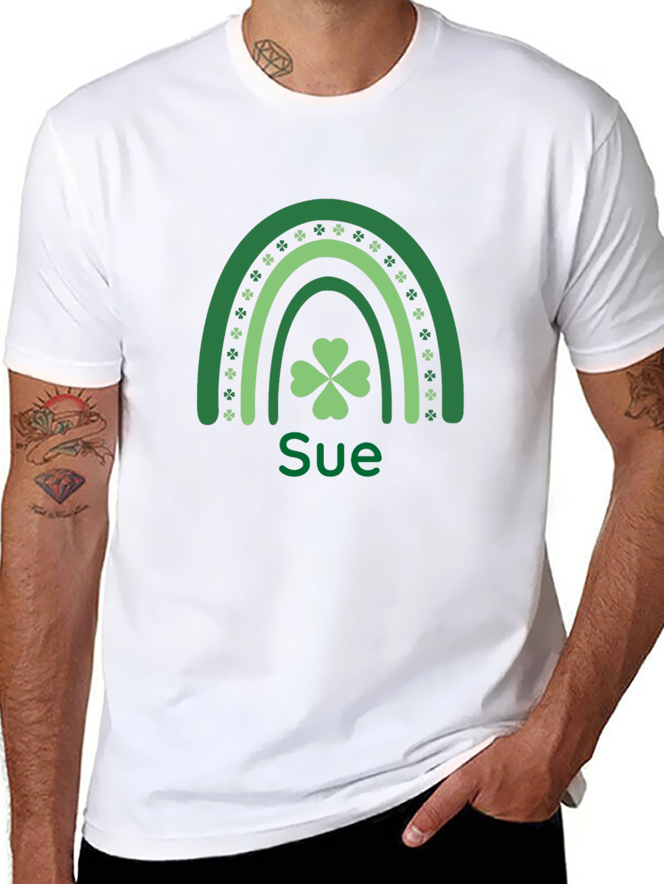 Personalized St. Patricks Day Clover Rainbow T-Shirt