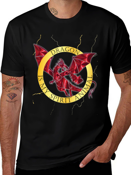 Dragon Spirit Animal Graphic Tee - Mens Black T-Shirt