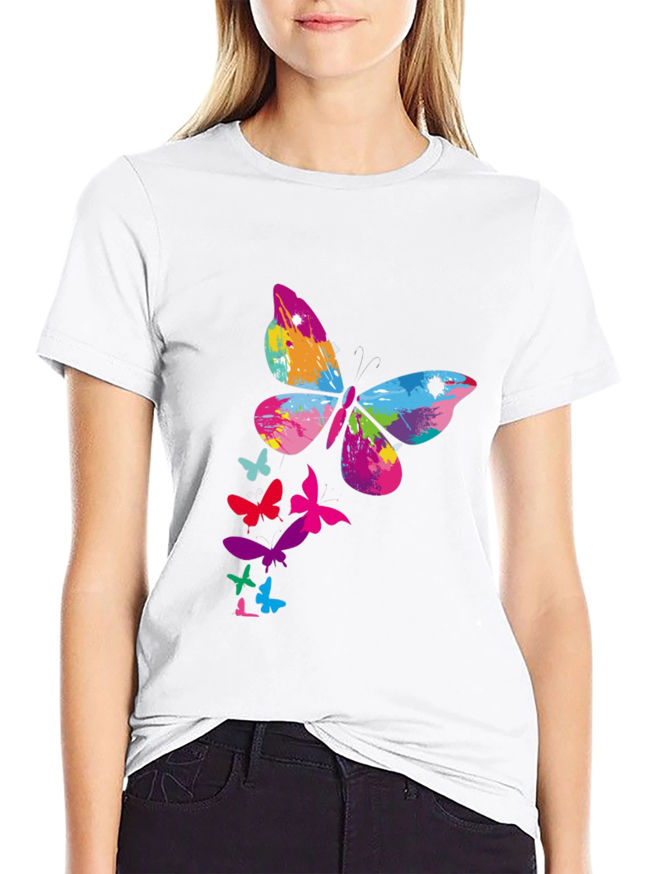 Butterfly Splash Black Tee