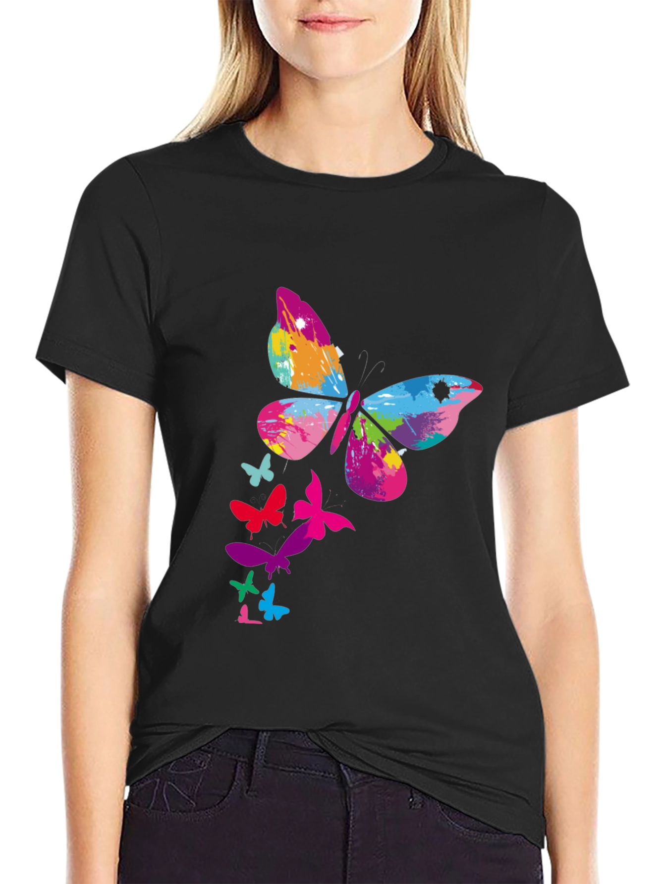 Butterfly Splash Black Tee
