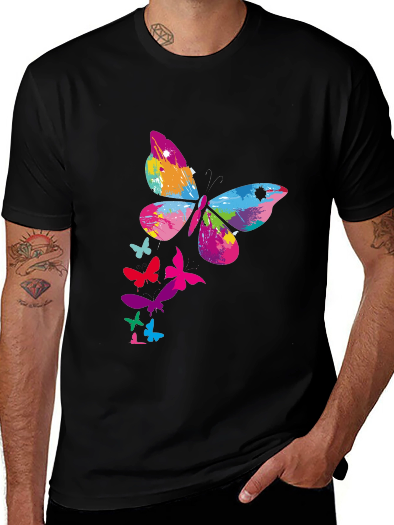 Butterfly Splash Black Tee
