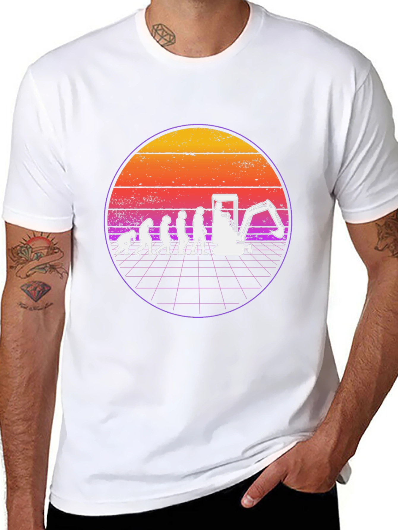 Excavator Evolution Retro T-Shirt