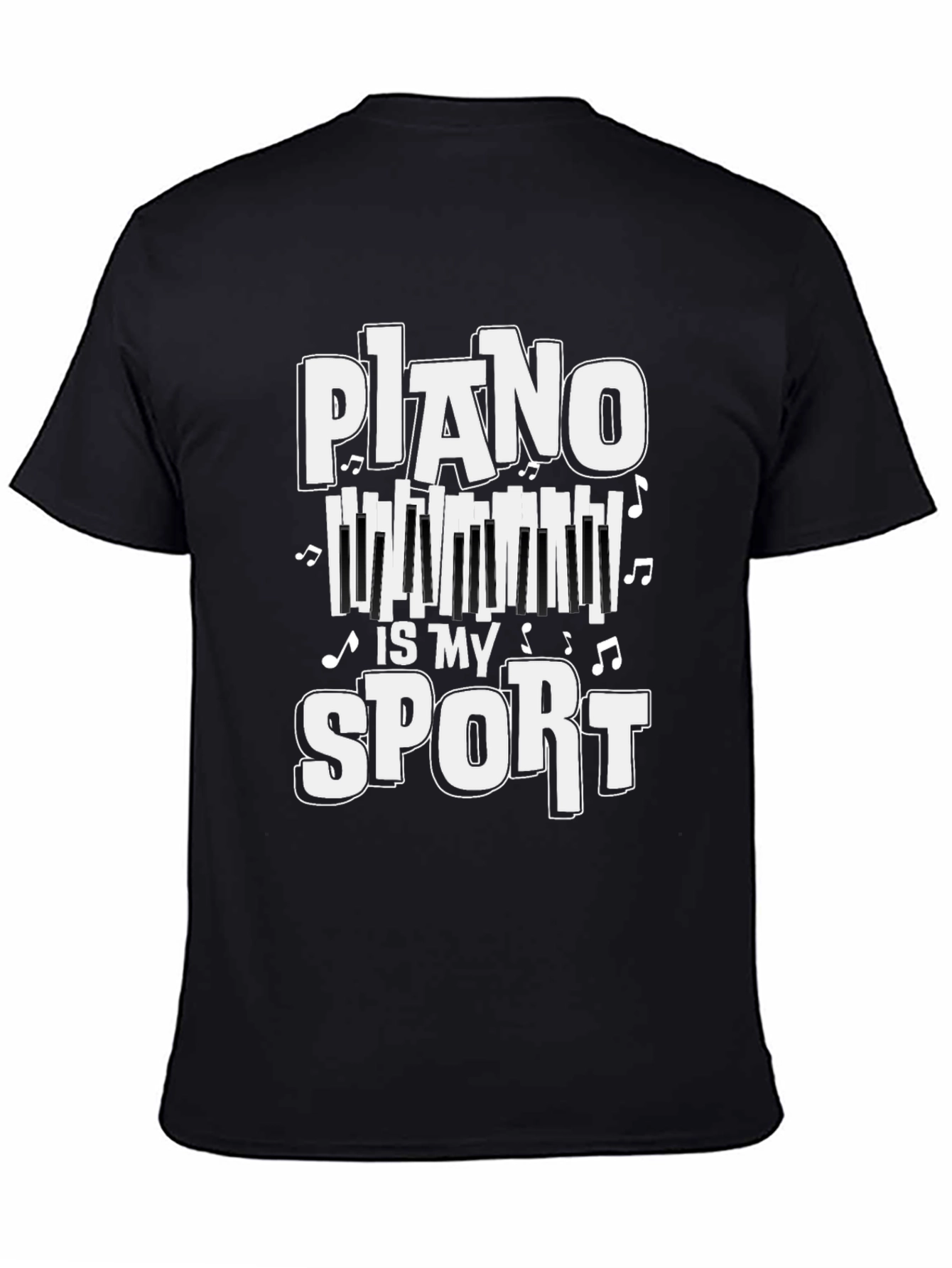 Piano Is My Sport Graphic T-Shirt - Black