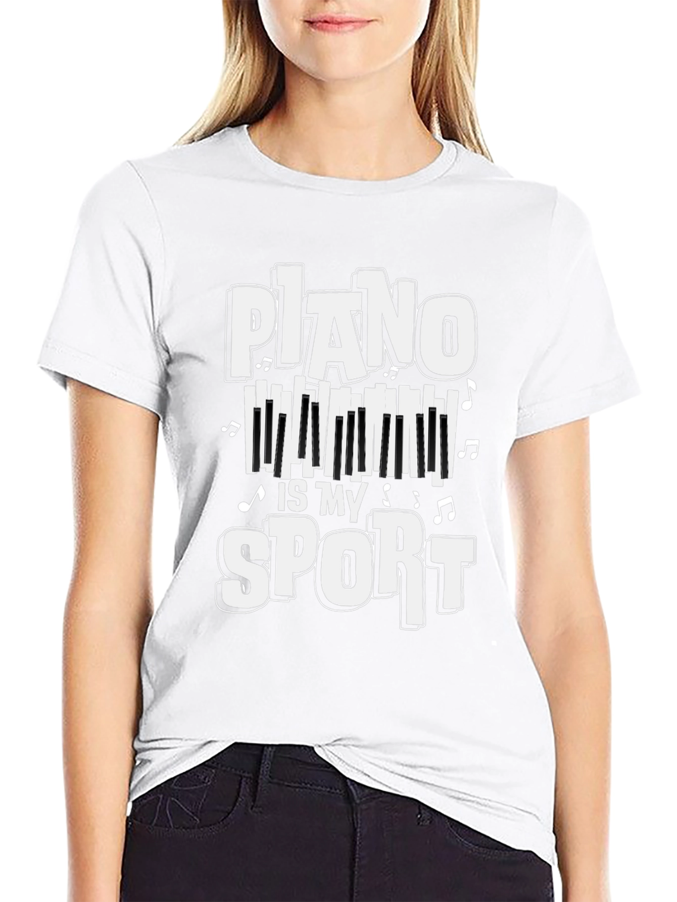 Piano Is My Sport Graphic T-Shirt - Black