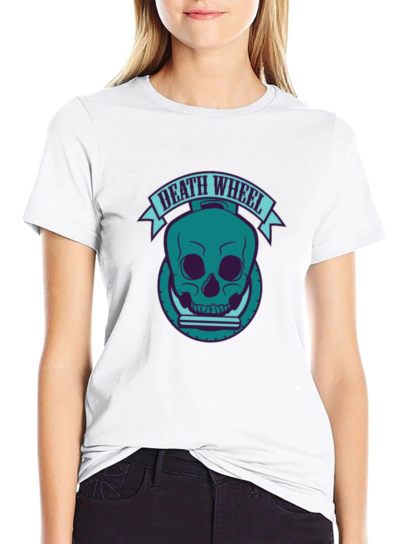Death Wheel Graphic Tee - Cool Skull Design