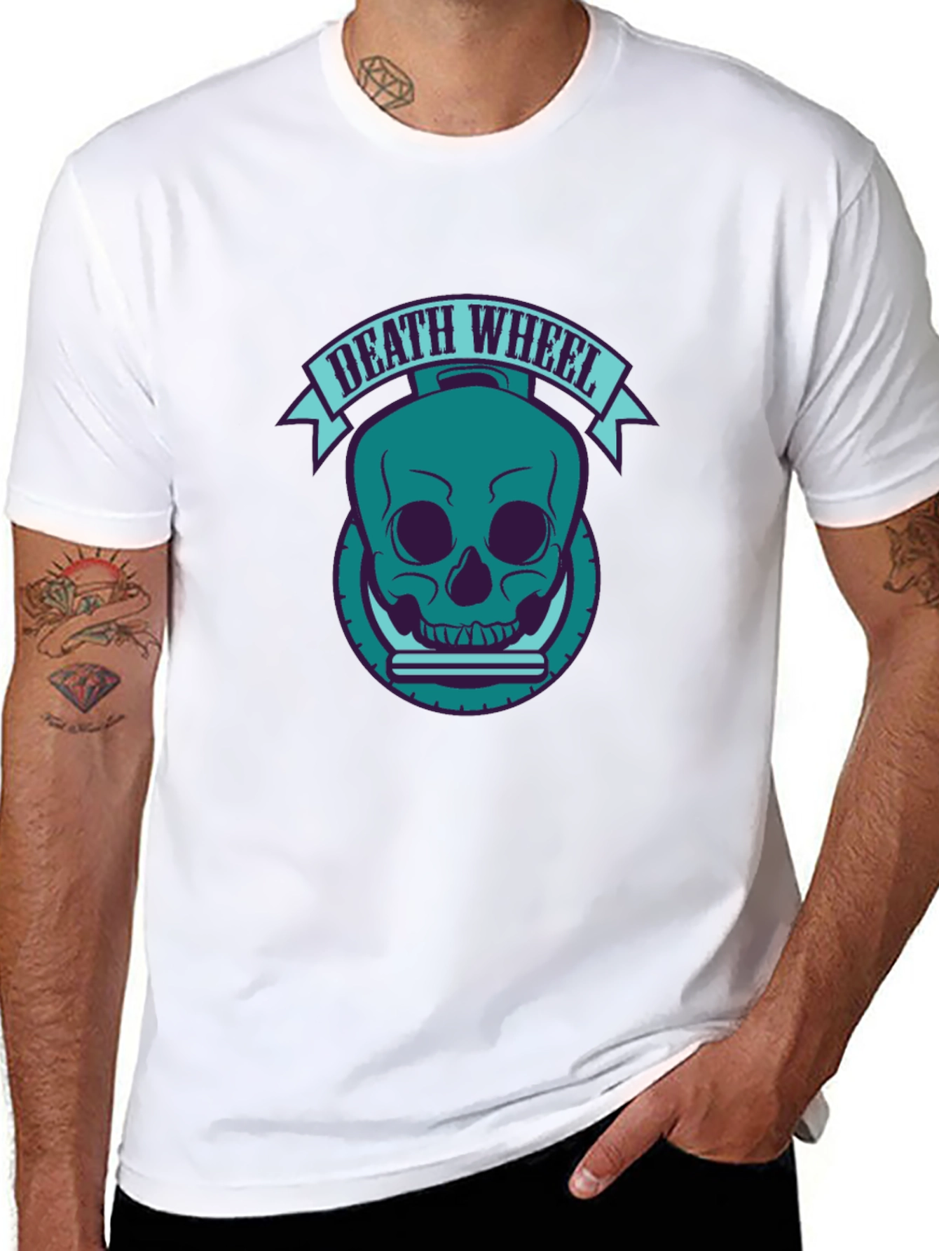 Death Wheel Graphic Tee - Cool Skull Design