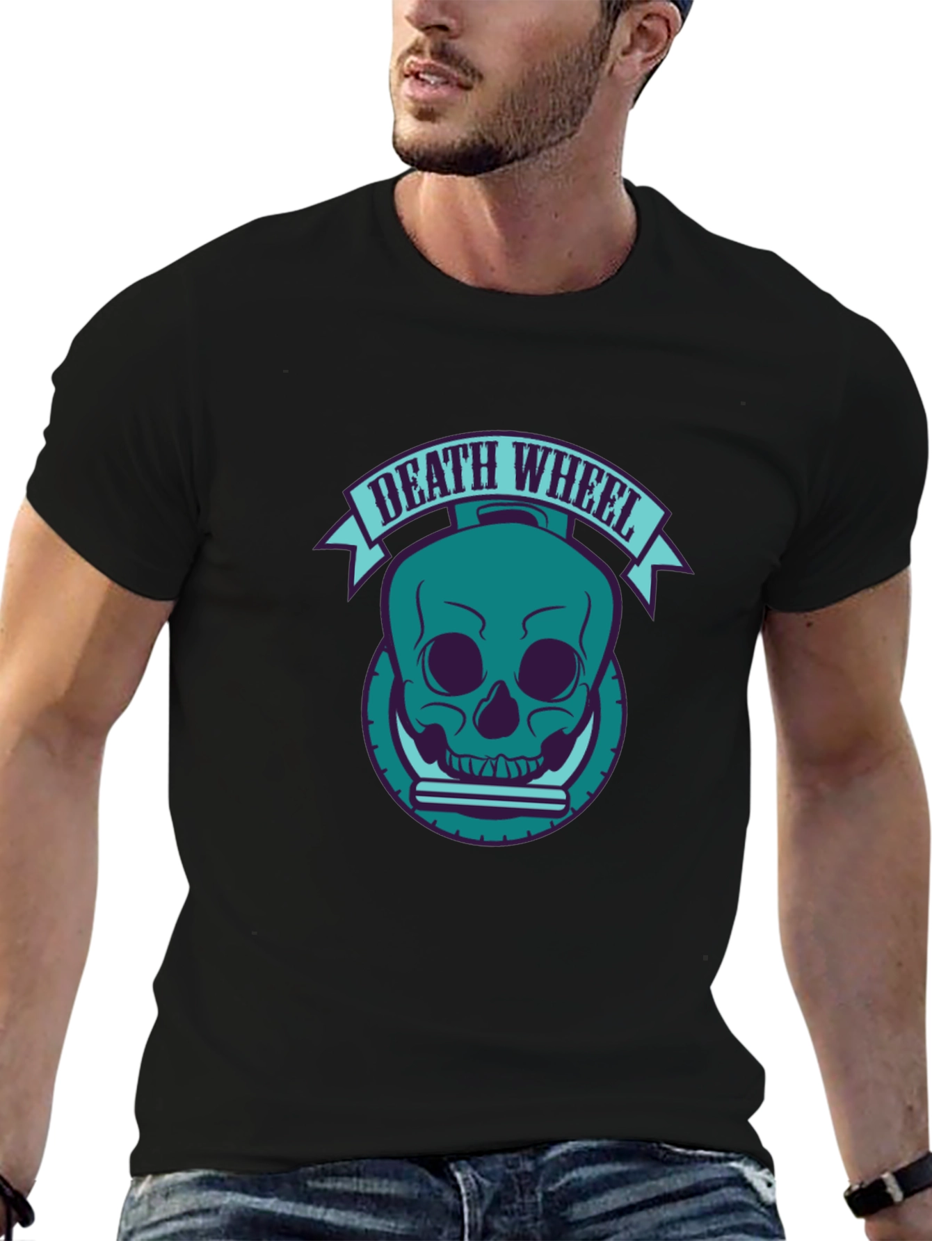 Death Wheel Graphic Tee - Cool Skull Design