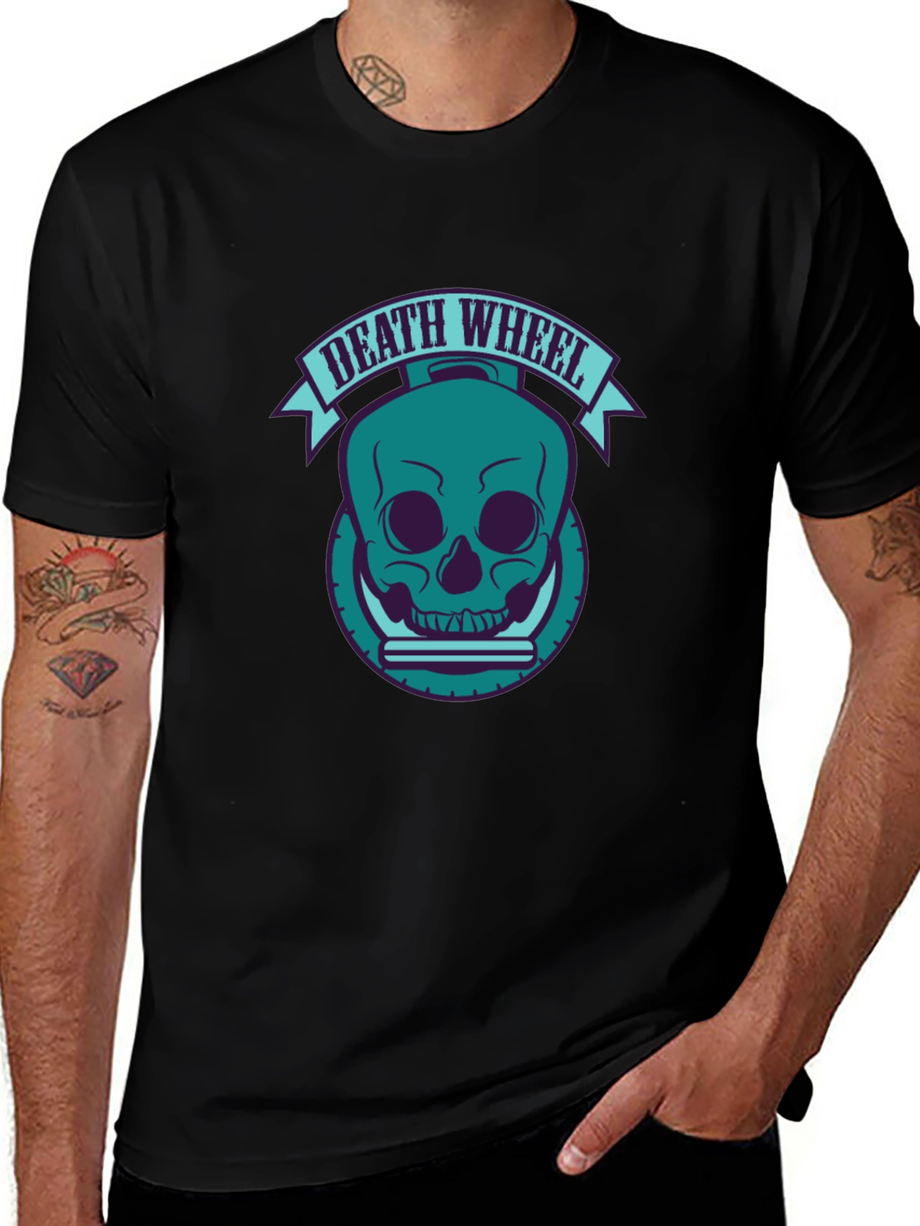Death Wheel Graphic Tee - Cool Skull Design