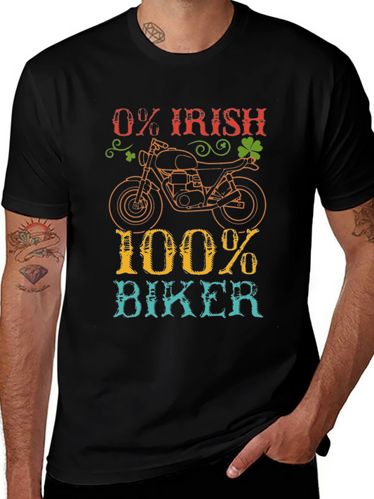 0% Irish 100% Biker T-Shirt Motorcycle Tee