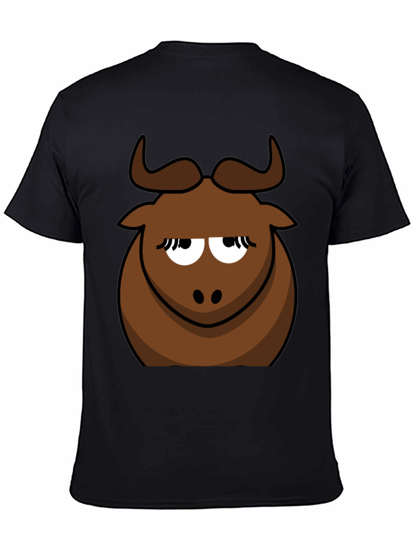 Funny Cartoon Bull Graphic Tee - Black Cotton T-Shirt