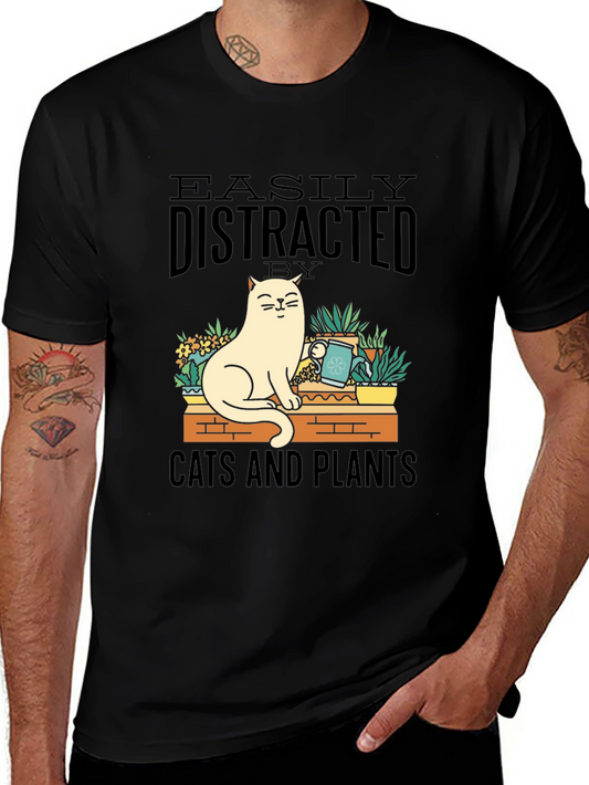 Easily Distracted by Cats and Plants Graphic Tee