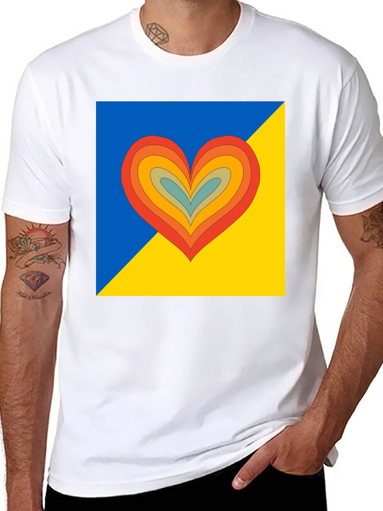 Ukraine Flag Heart Graphic T-Shirt