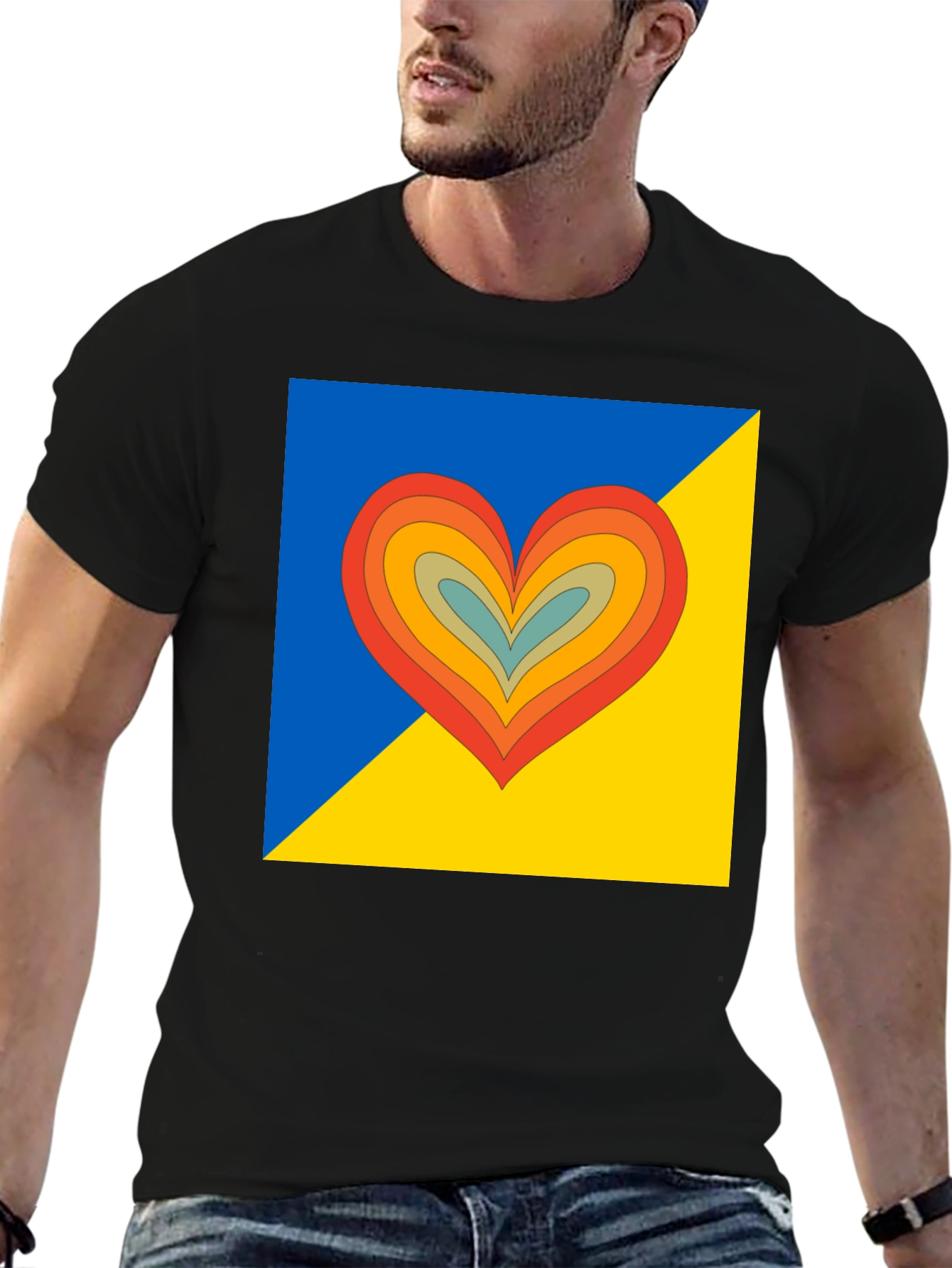 Ukraine Flag Heart Graphic T-Shirt