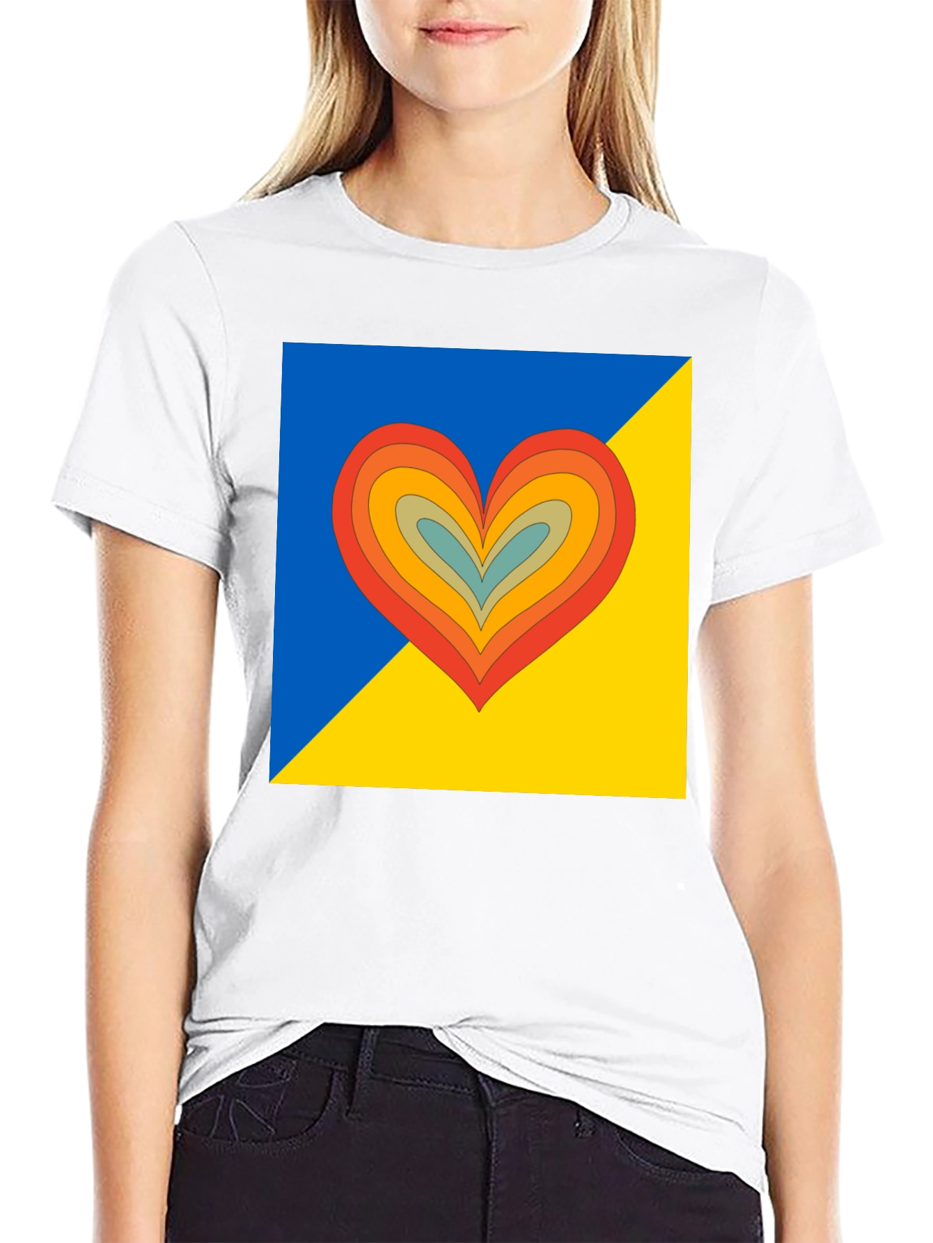 Ukraine Flag Heart Graphic T-Shirt