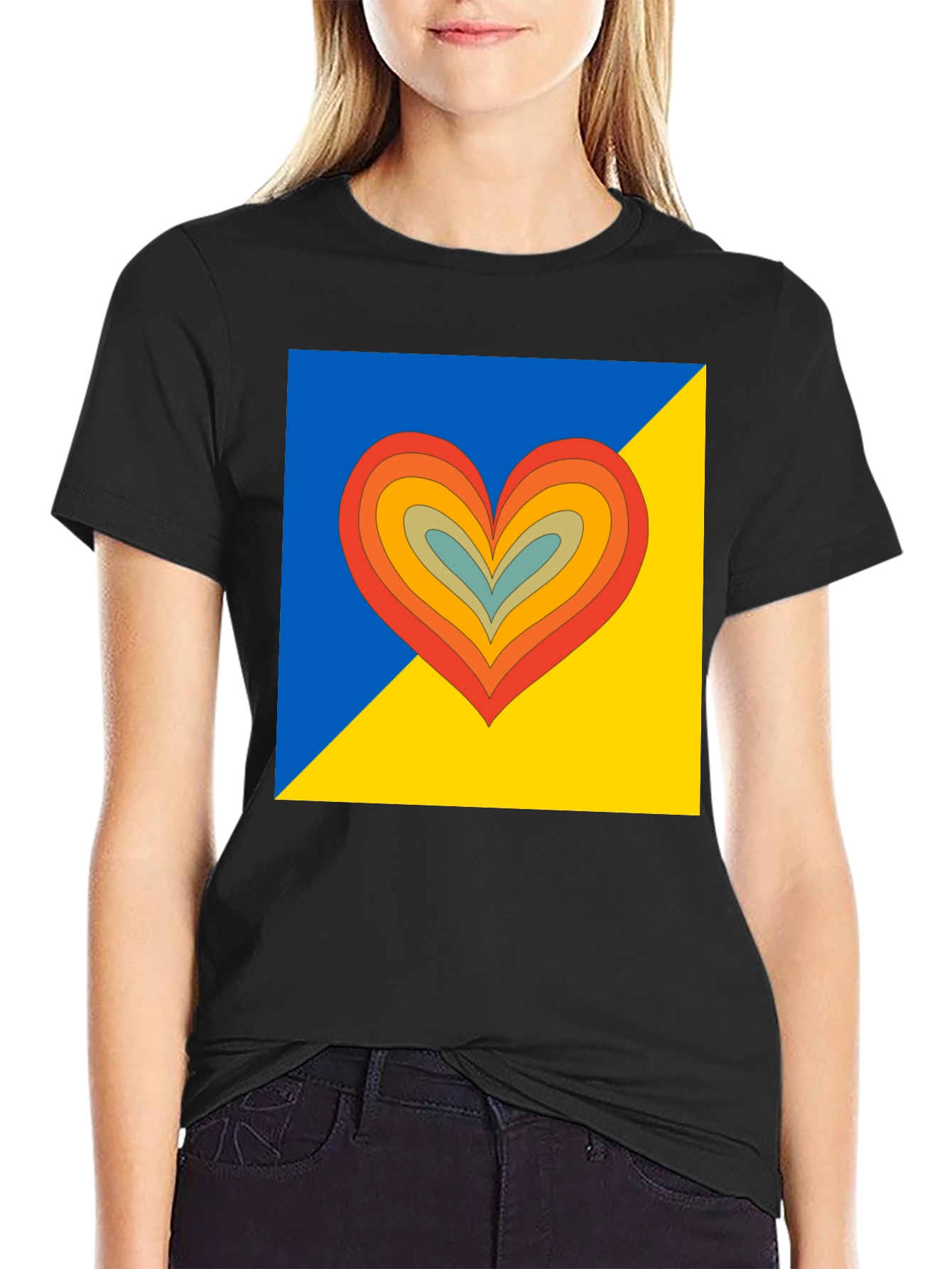 Ukraine Flag Heart Graphic T-Shirt