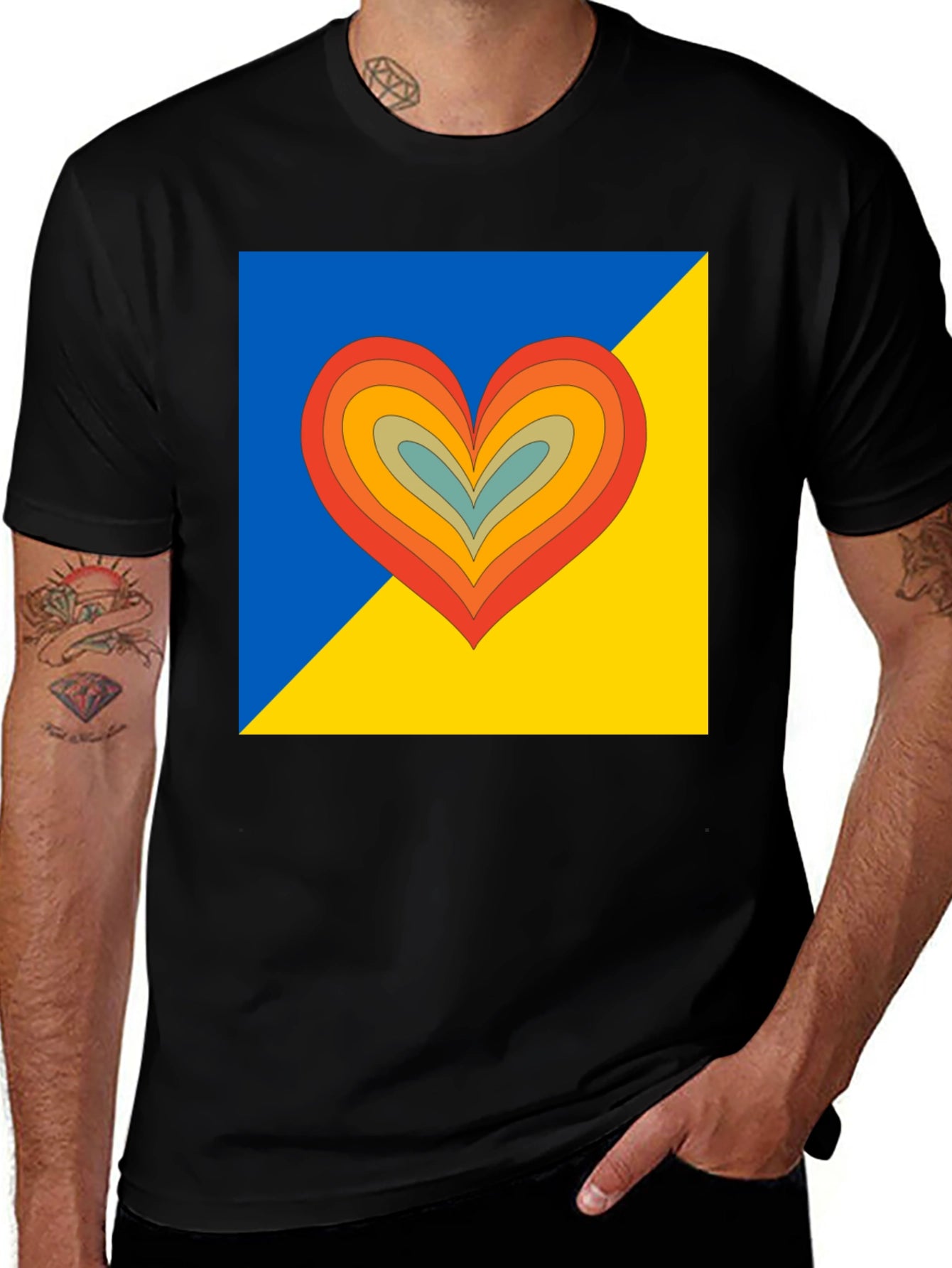 Ukraine Flag Heart Graphic T-Shirt