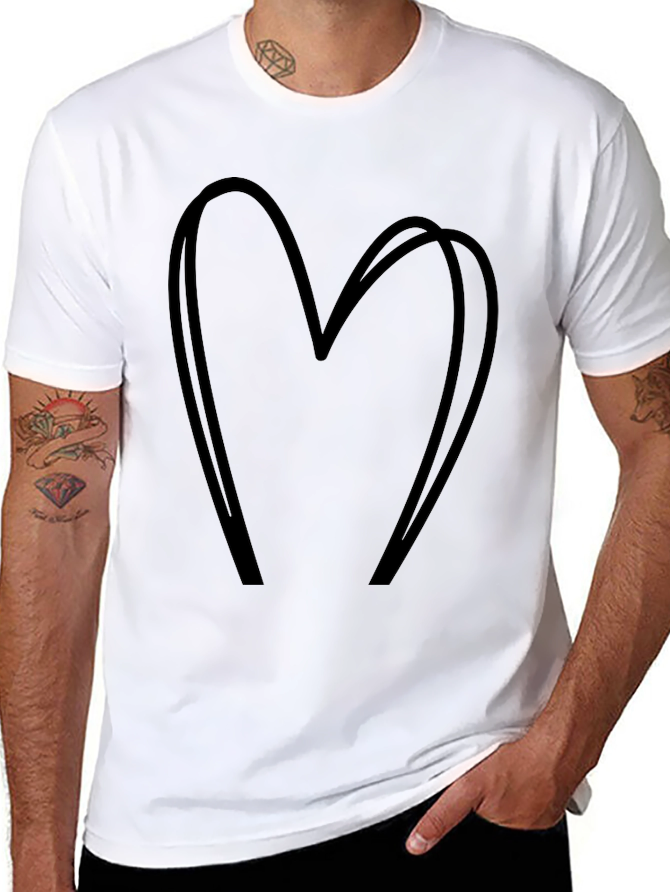 Heart Outline Black Graphic T-Shirt