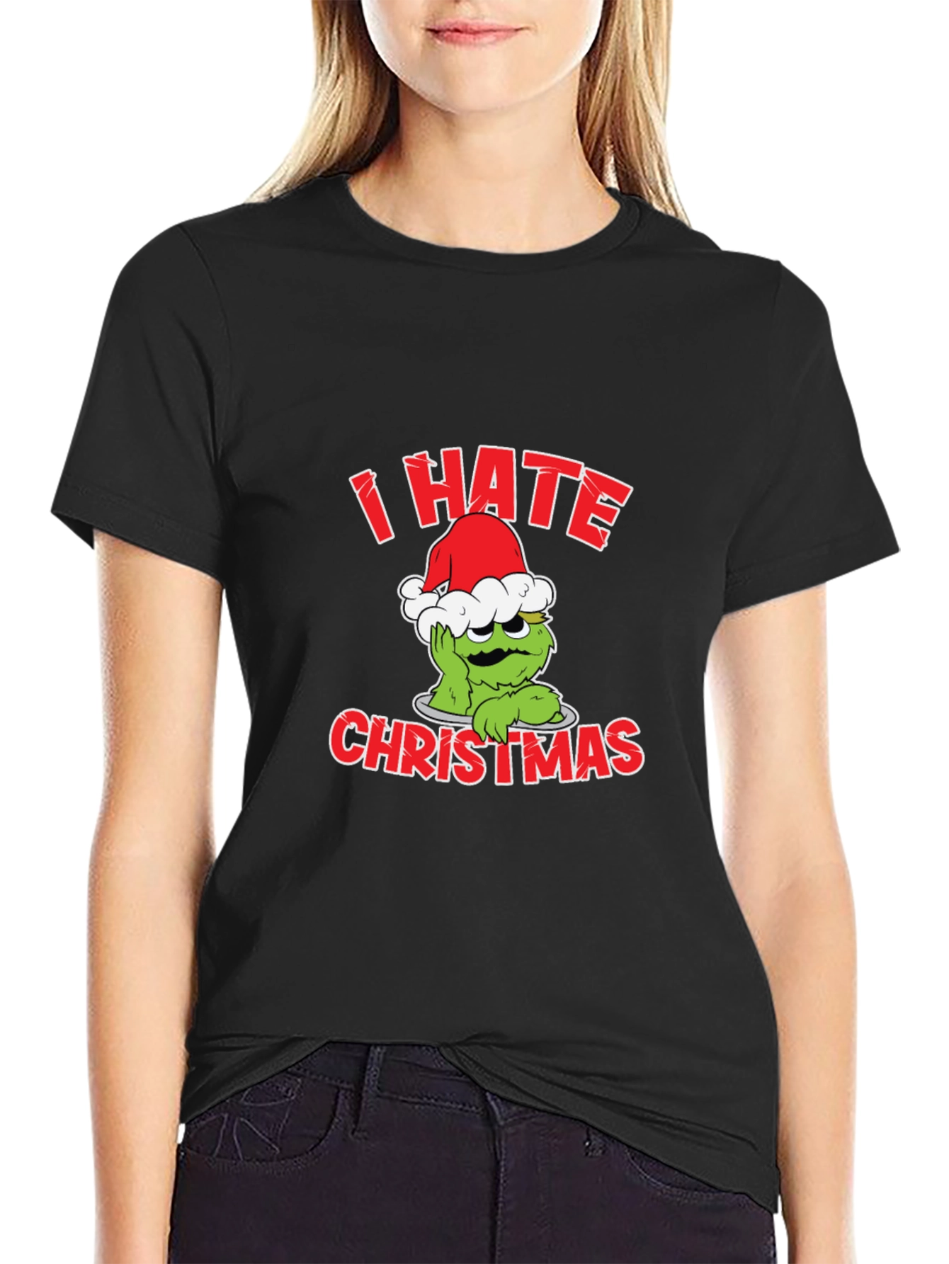 I Hate Christmas T-Shirt Grinch Design Black