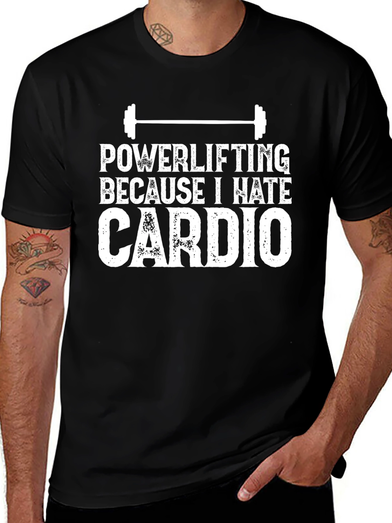 Powerlifting Because I Hate Cardio Black T-Shirt