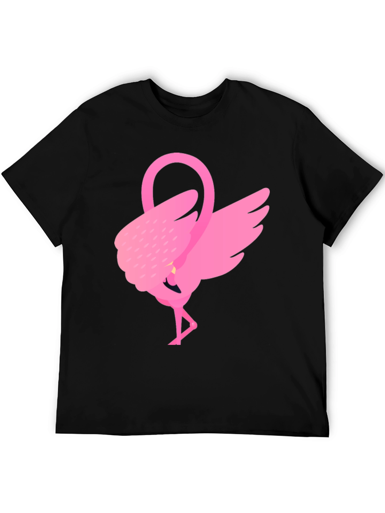 Pink Flamingo Graphic Tee - Black Cotton Shirt