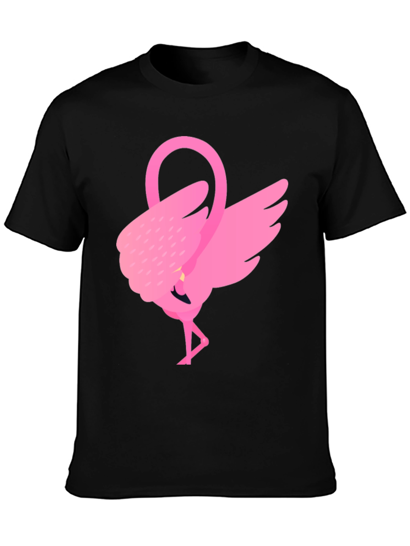 Pink Flamingo Graphic Tee - Black Cotton Shirt