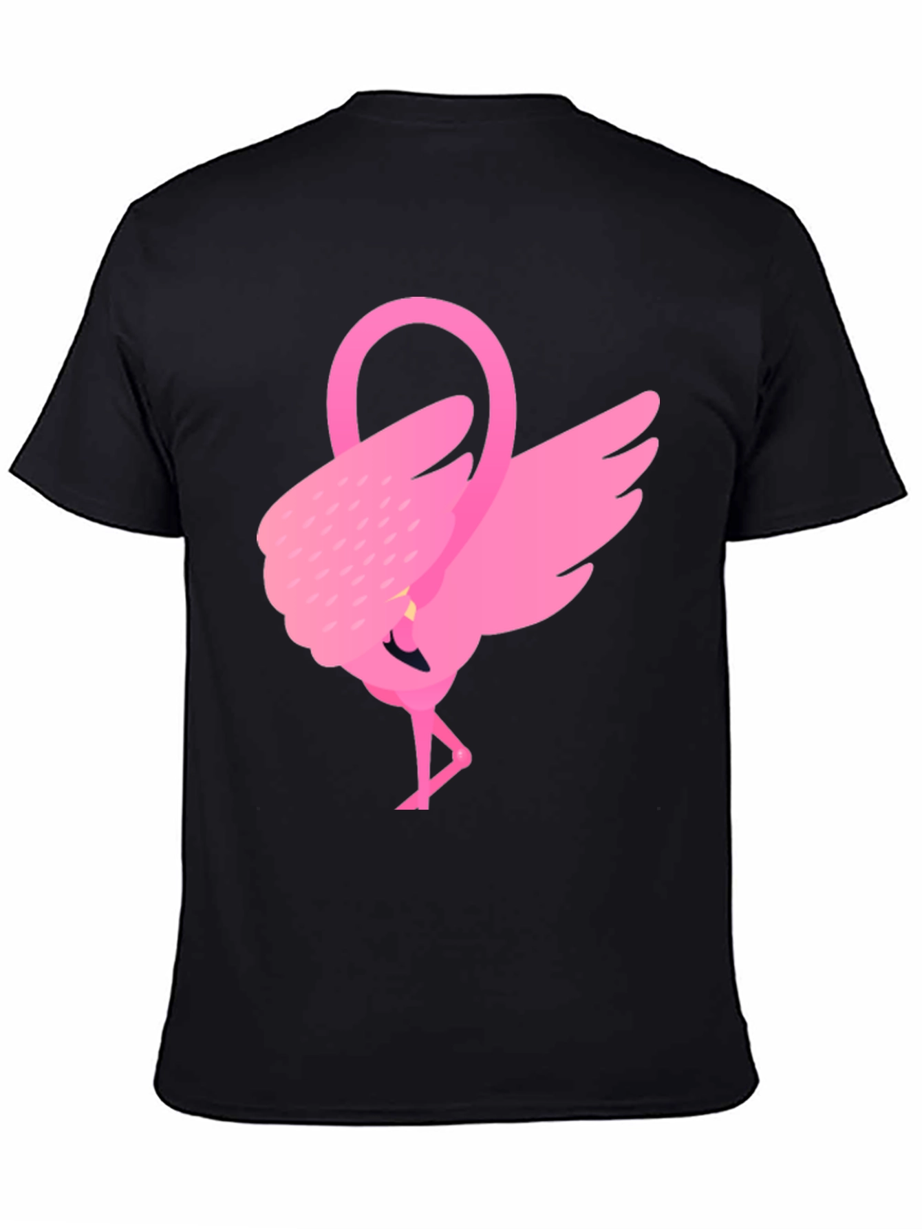 Pink Flamingo Graphic Tee - Black Cotton Shirt