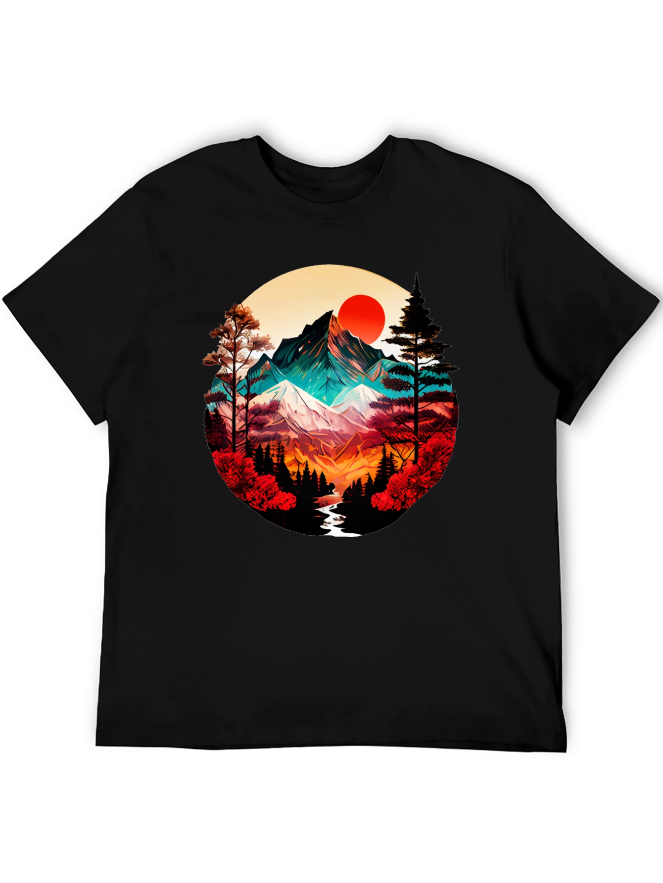 Mountain Sunset Graphic Tee - Artistic Design