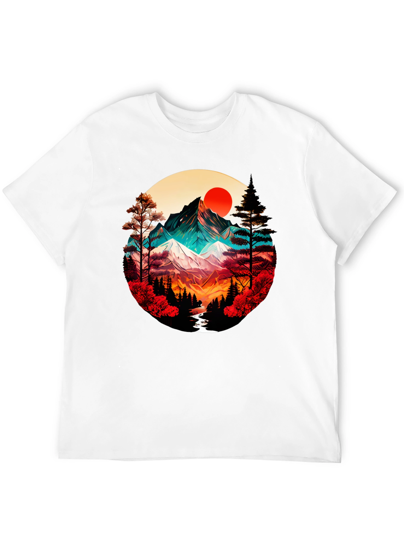 Mountain Sunset Graphic Tee - Artistic Design