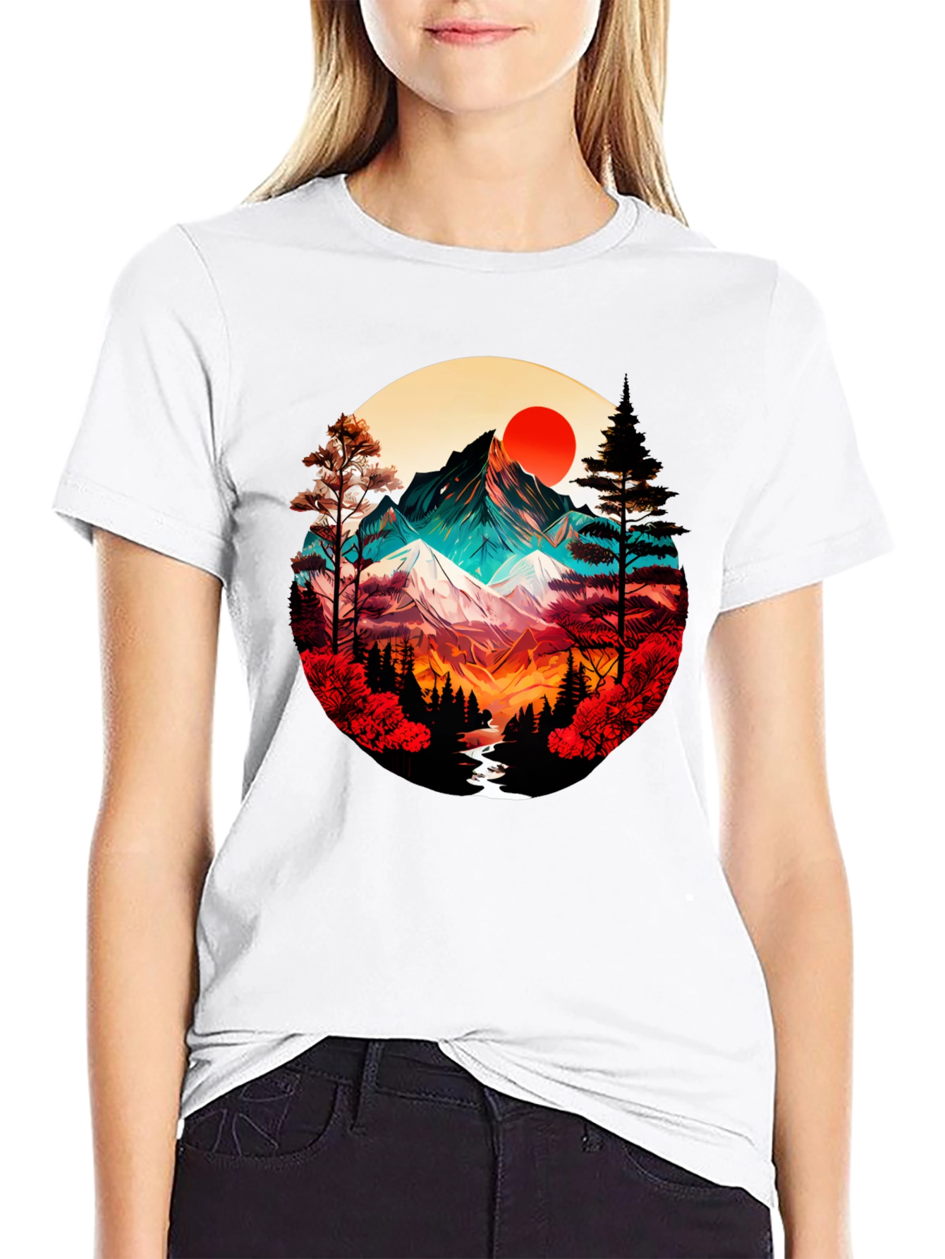 Mountain Sunset Graphic Tee - Artistic Design
