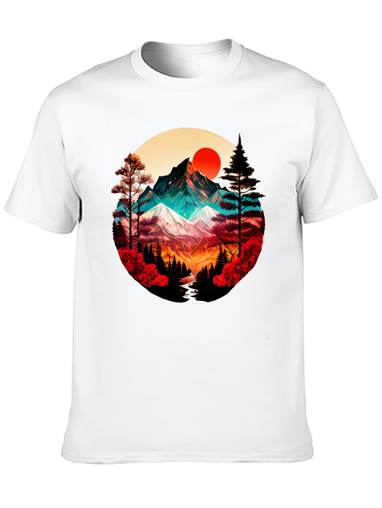 Mountain Sunset Graphic Tee - Artistic Design