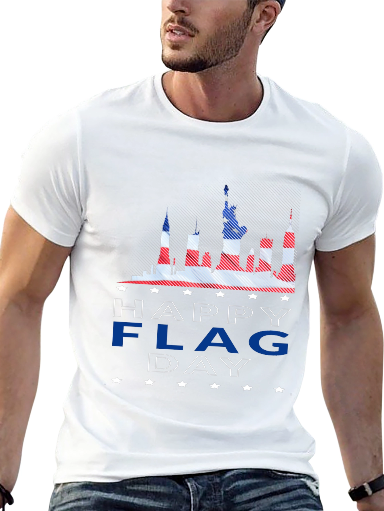 Patriotic Flag Day T-Shirt - USA Skyline Design