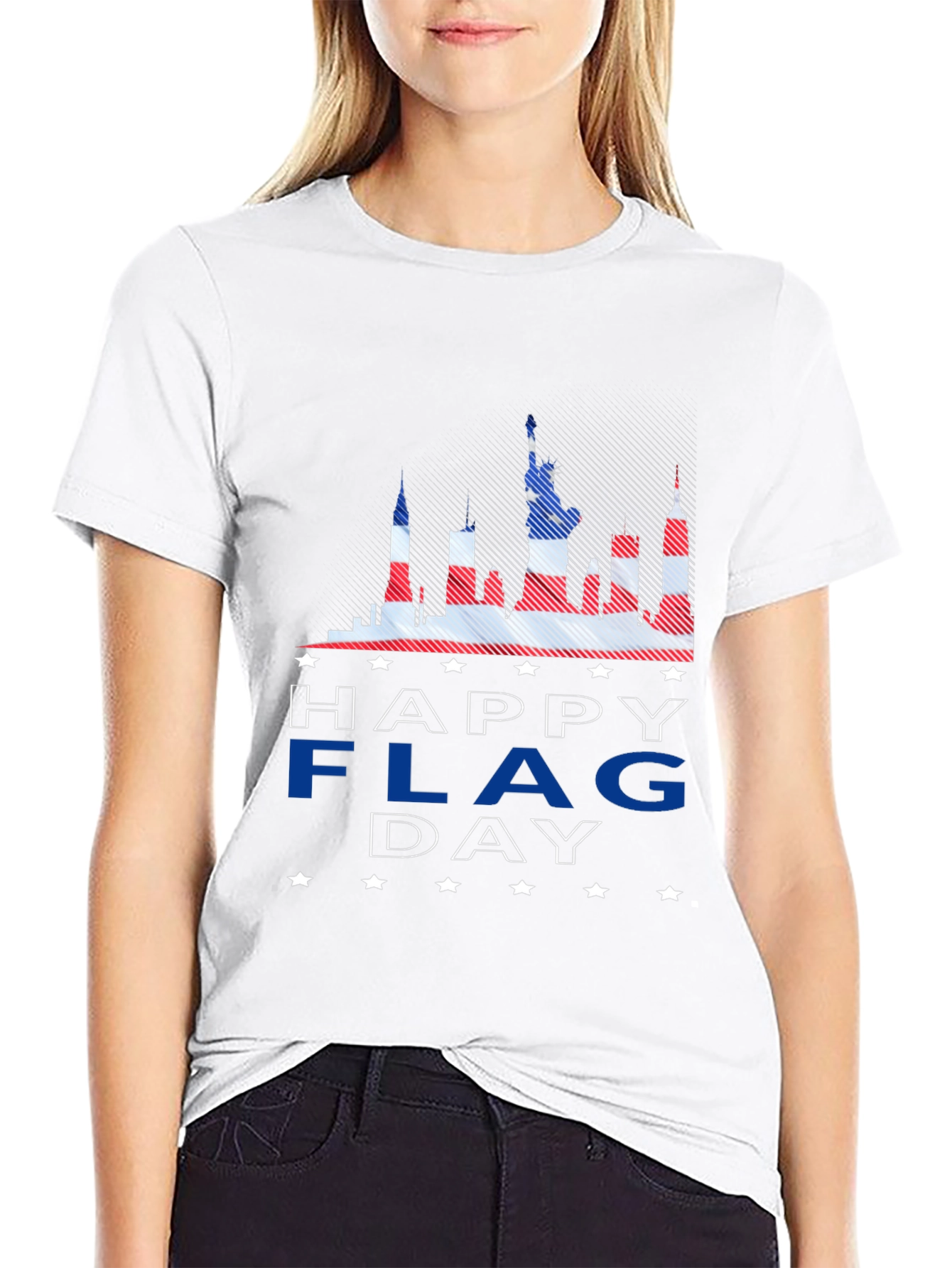 Patriotic Flag Day T-Shirt - USA Skyline Design