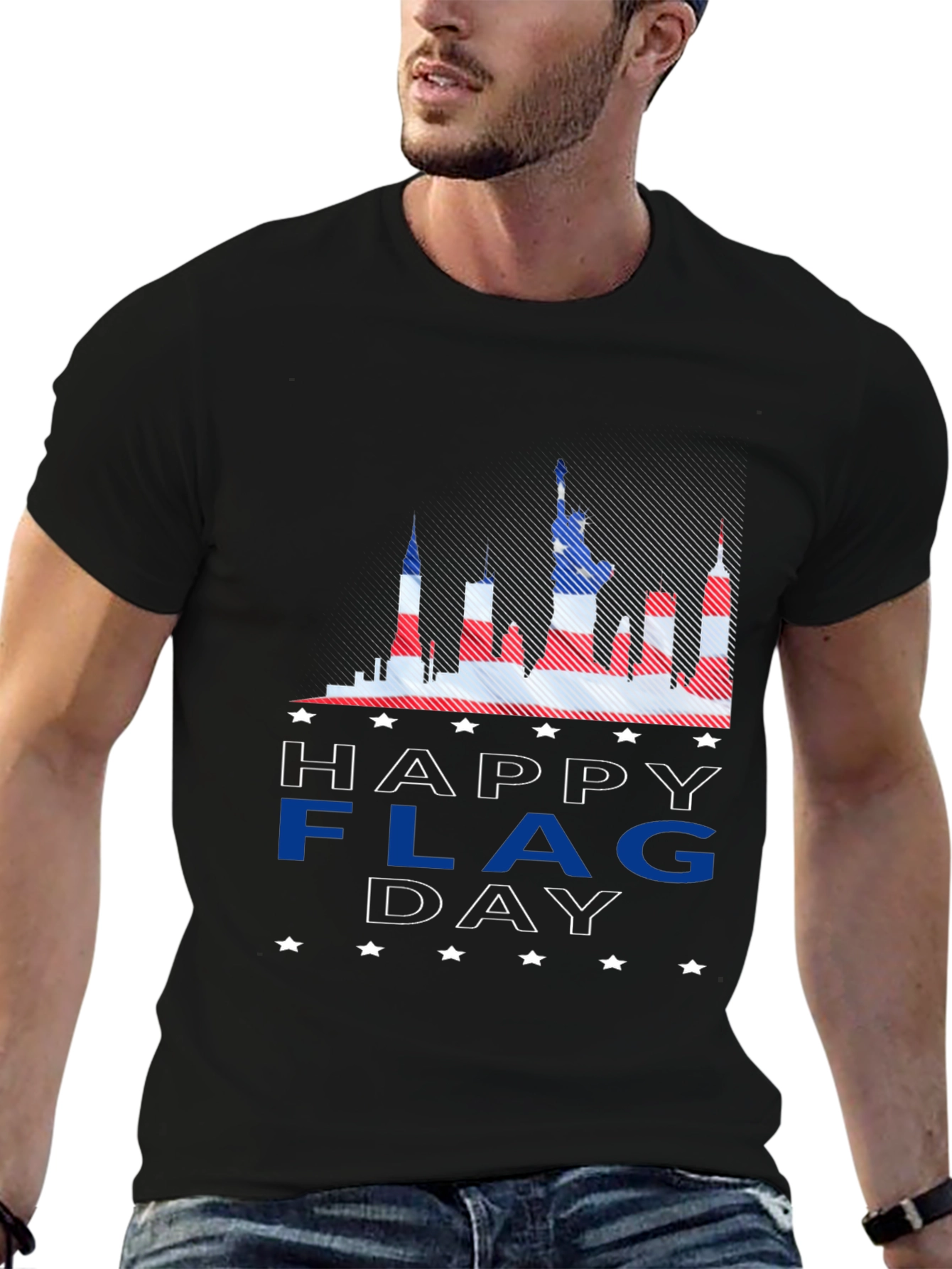 Patriotic Flag Day T-Shirt - USA Skyline Design